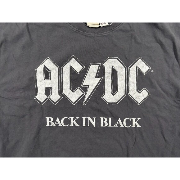 H&M ACDC Graphic T-shirt Women Faded Black Band Tee AC/DC Back in Black Sz 2XL - Picture 3 of 11